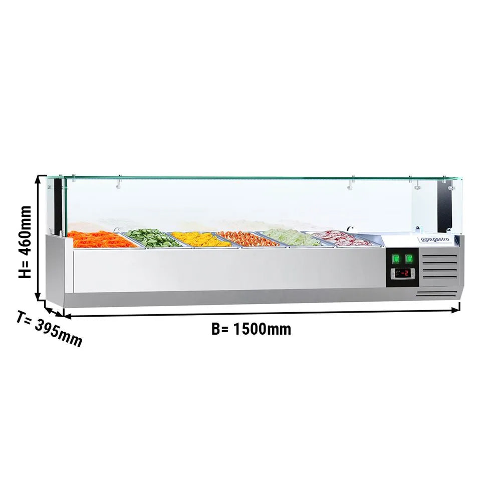 Refrigerated showcase PREMIUM - 1.5 x 0.4 m - for 5x 1/3 and 1x 1/2 GN containers