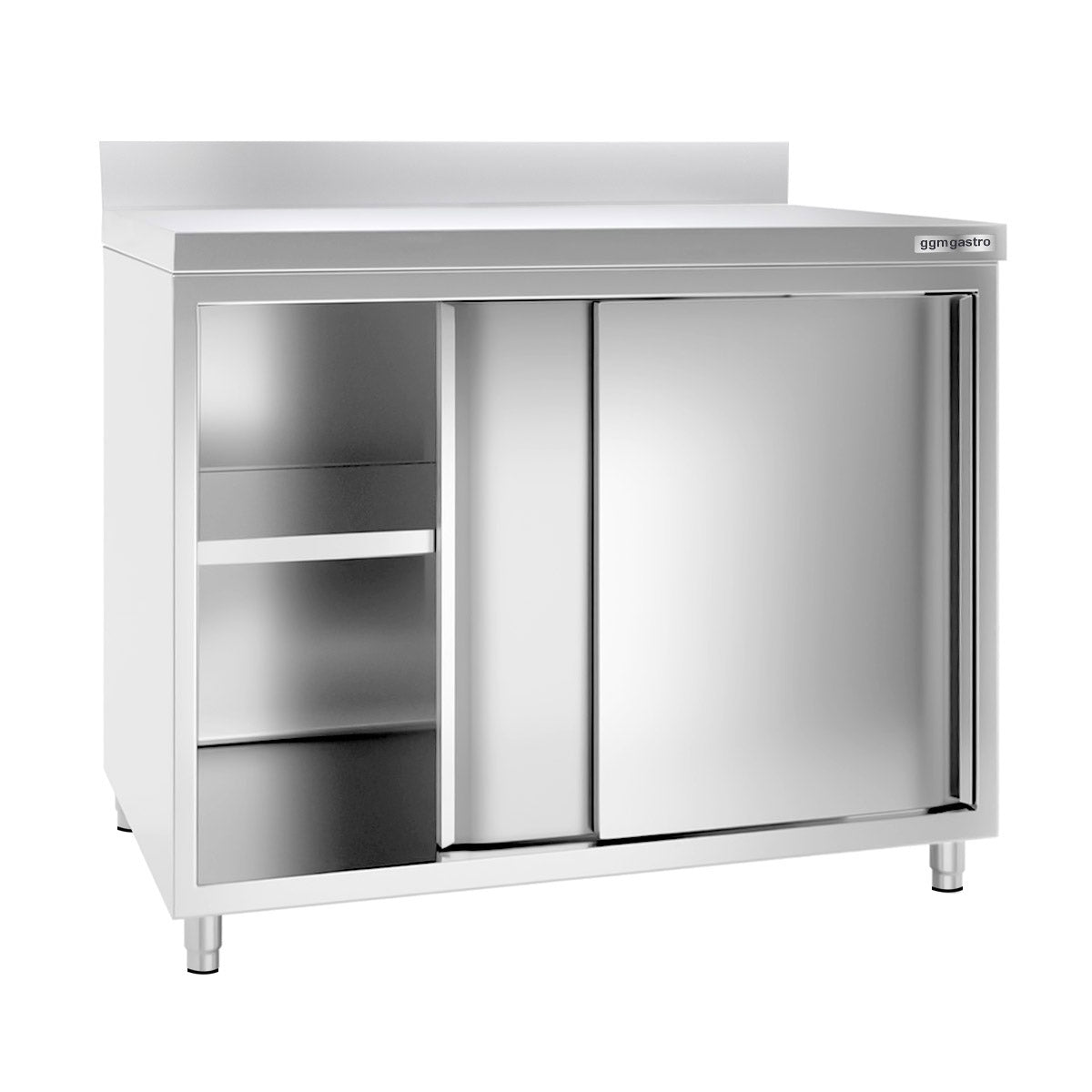 Work cabinet in stainless steel ECO - 1.0 m - with sliding door and back