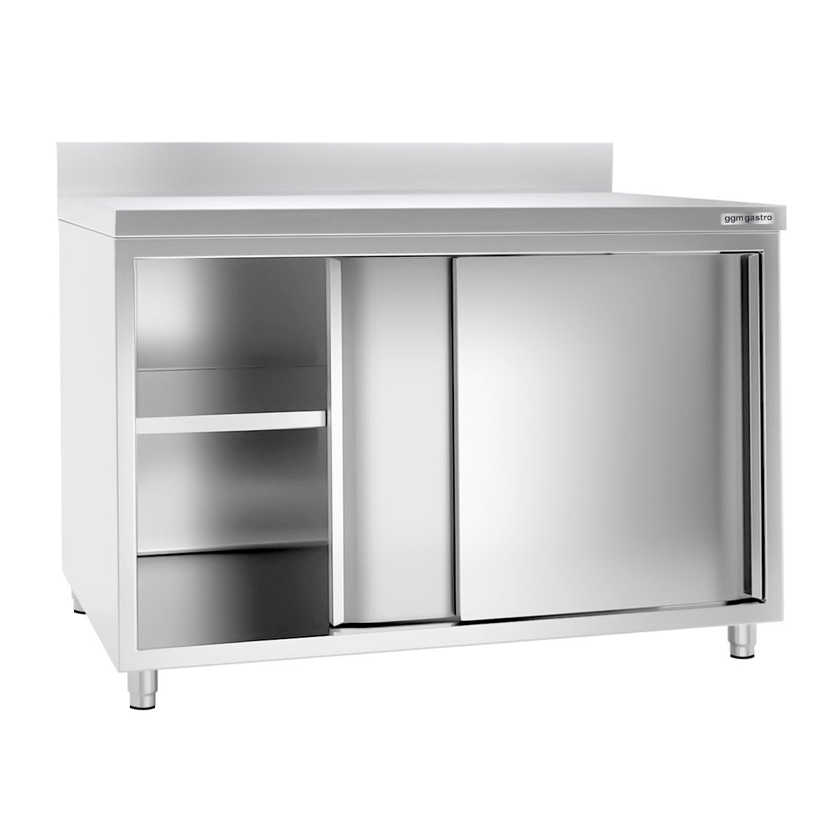 Work cabinet in stainless steel ECO - 1.4 m - with sliding door and back