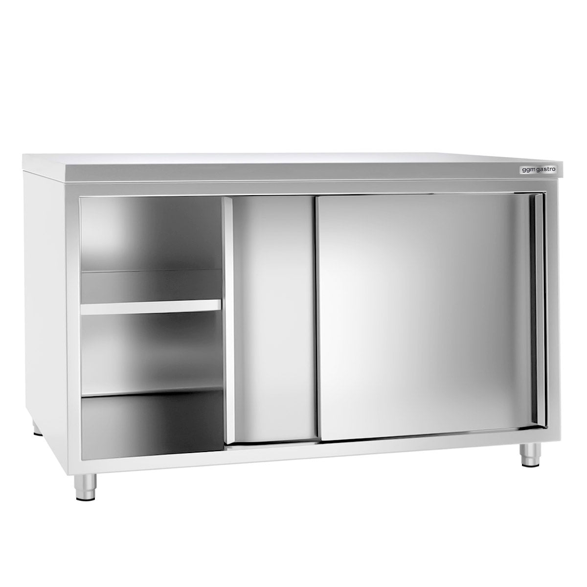 Work cabinet in stainless steel ECO - 1.6 m - with sliding door