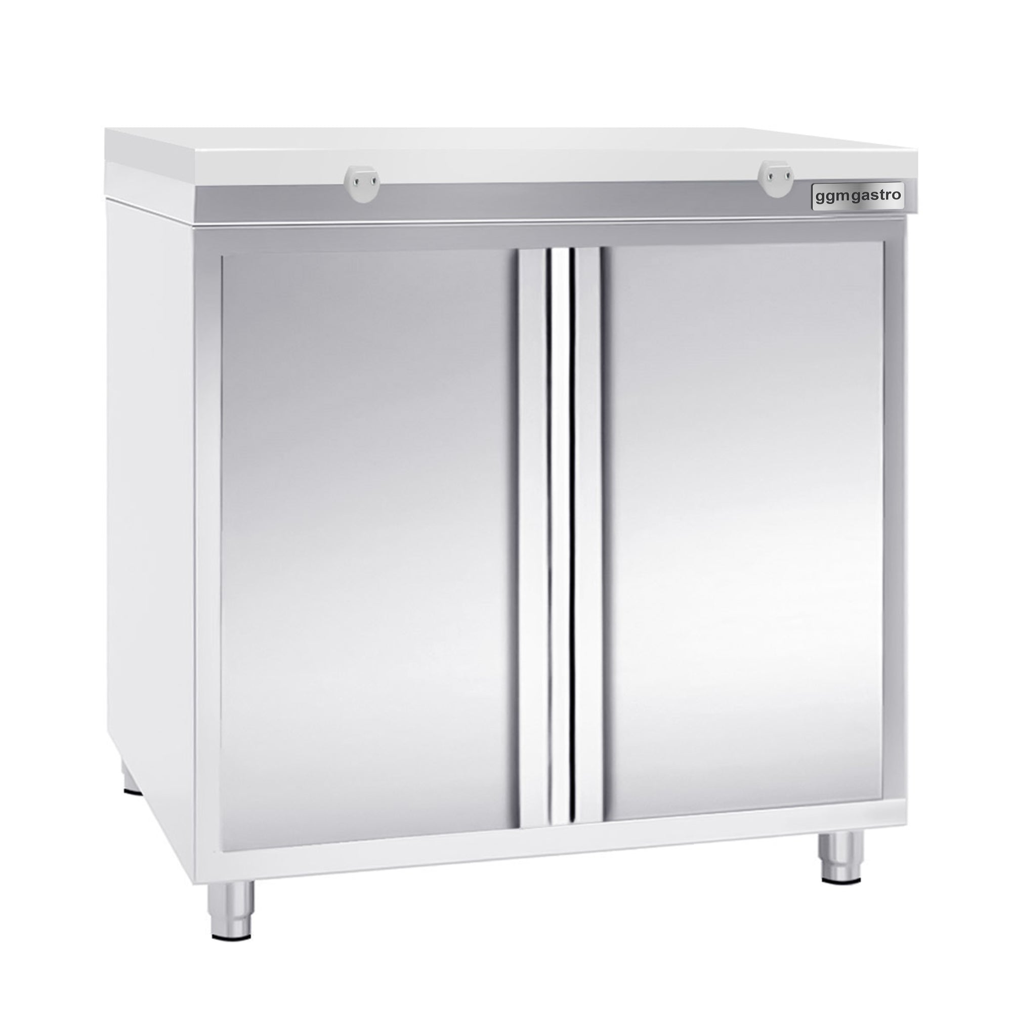 PREMIUM stainless steel work cabinet - 0.8 m - with hinged door - incl. cutting board in white