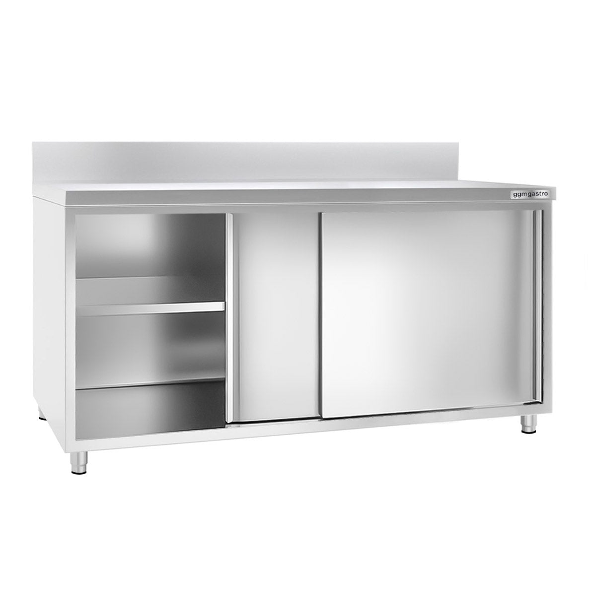 Work cabinet in stainless steel ECO - 2.0 m - with sliding door and back