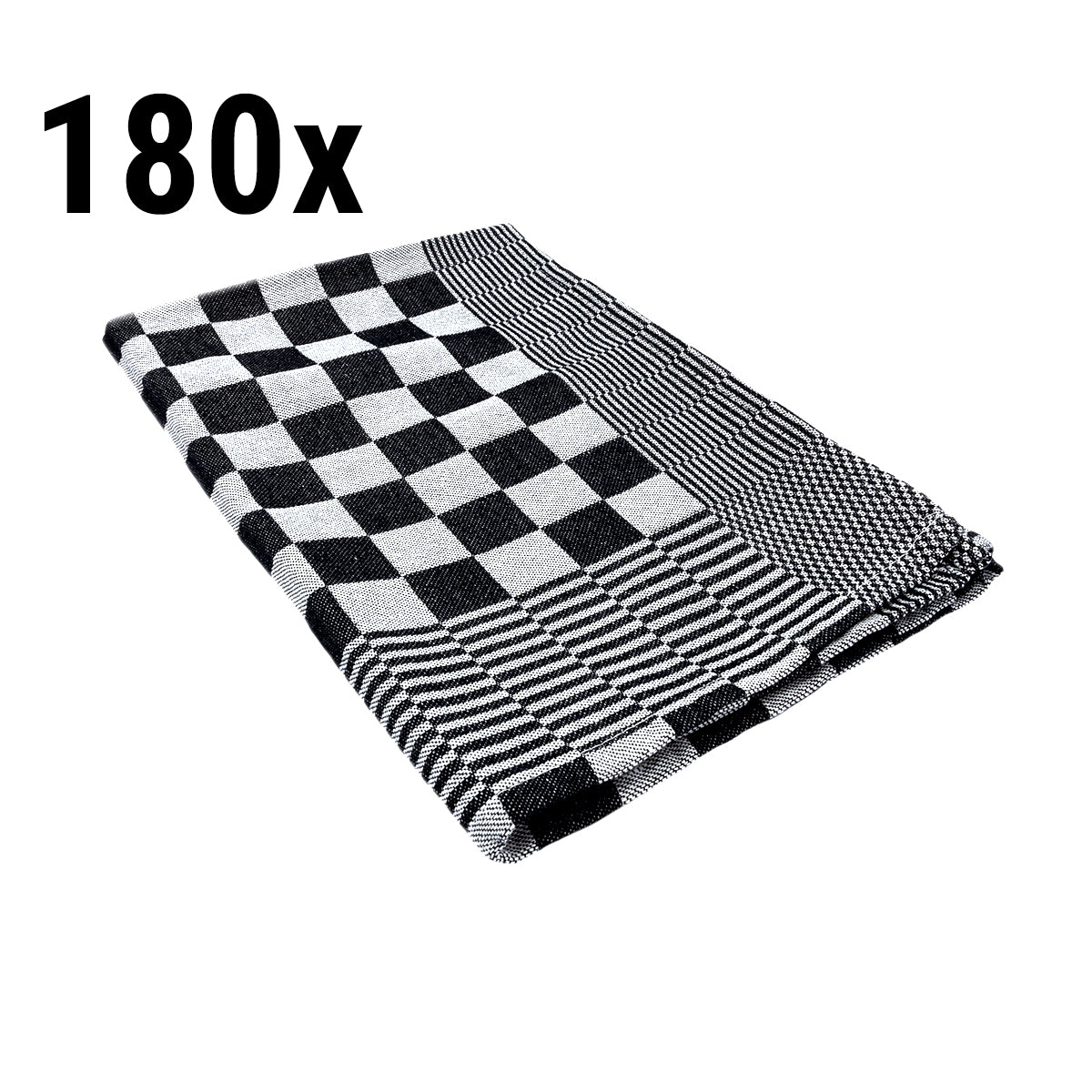 (180 pieces) Dish towel - 65 x 65 cm - black and white check