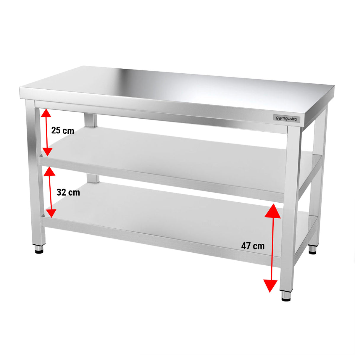 PREMIUM stainless steel work table 1.0 m - with lower shelf