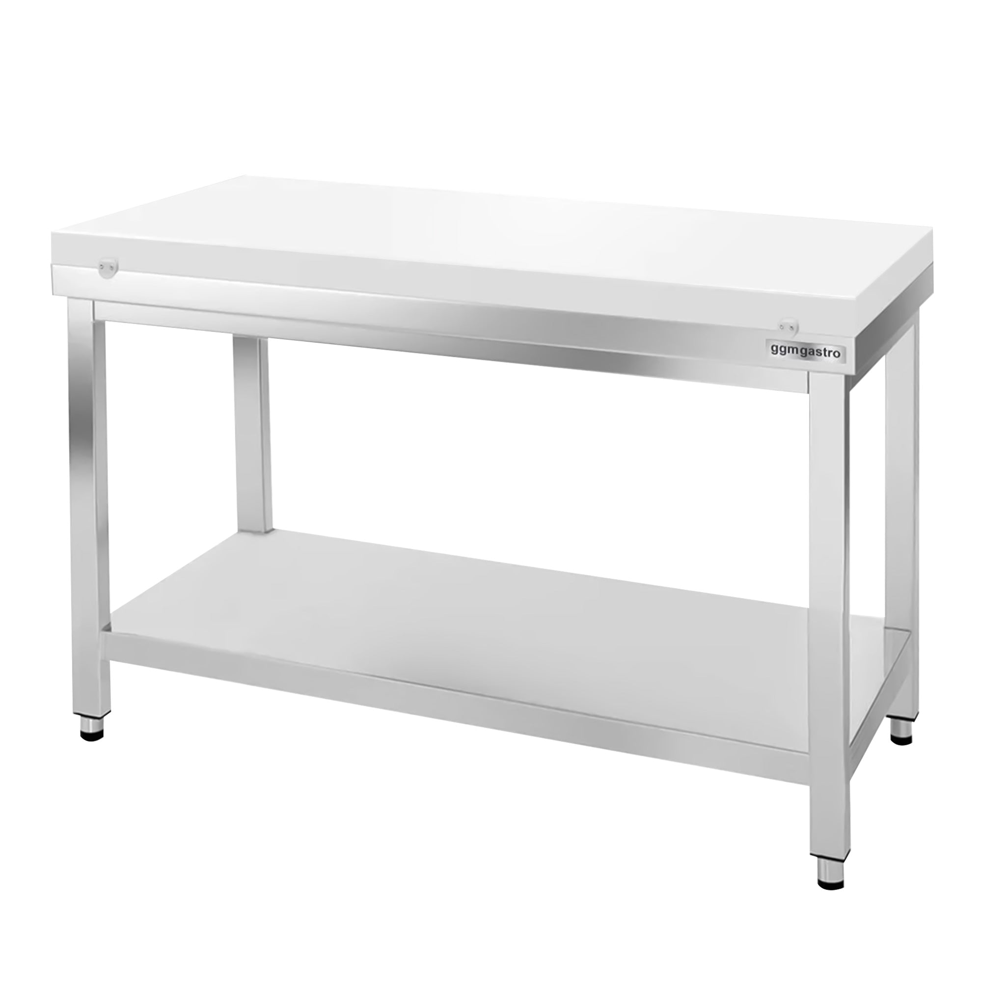 PREMIUM stainless steel work table - 1.0 m - with base - incl. cutting board in white