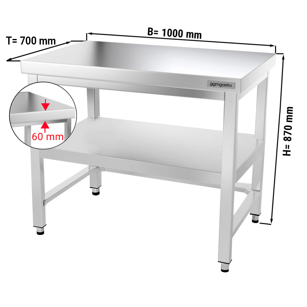 Work table PREMIUM 1.0 m. with frame and lower shelf