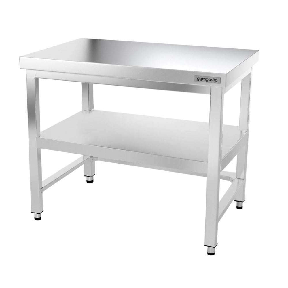 PREMIUM stainless steel work table - 1.0 m - with floor and base