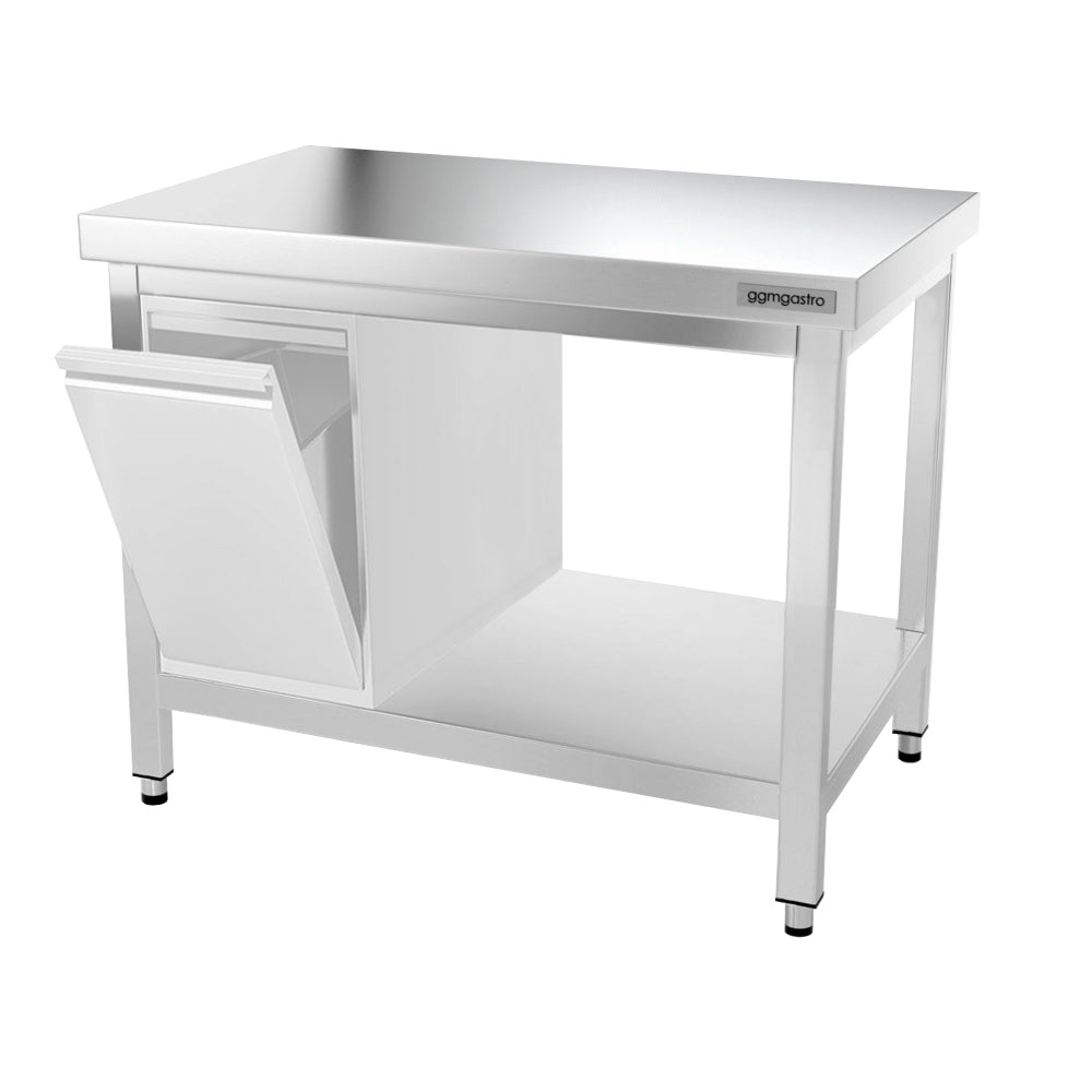 PREMIUM stainless steel work table - 1.0 m - with floor and base