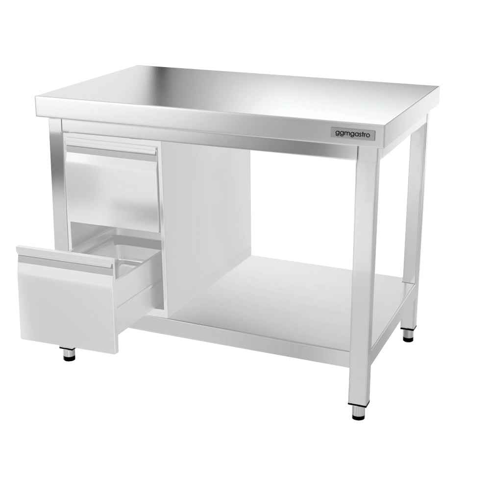 PREMIUM stainless steel work table - 1.0 m - with floor and base