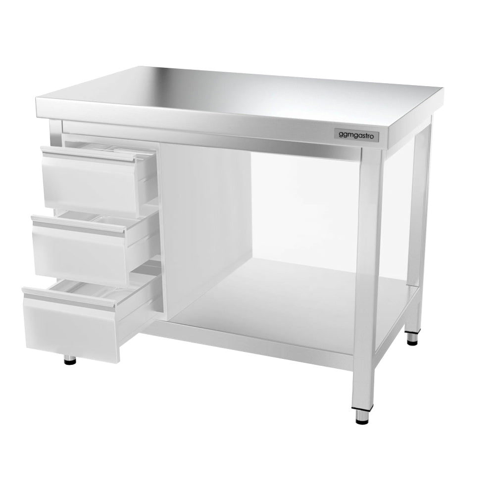 PREMIUM stainless steel work table - 1.0 m - with floor and base