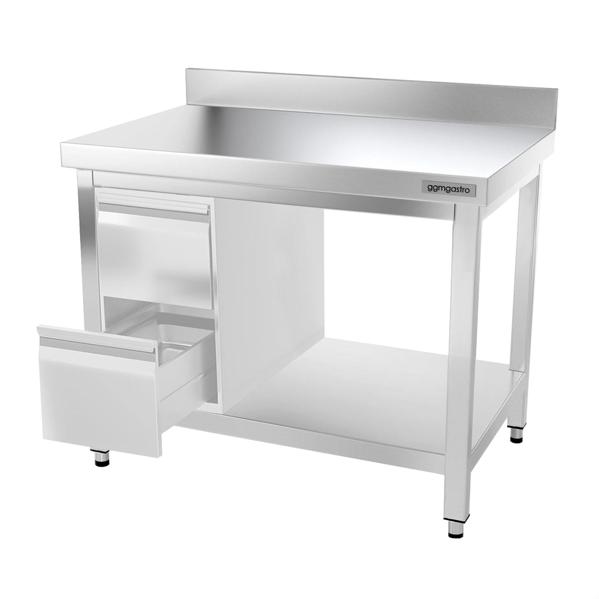 PREMIUM stainless steel work table - 1.0 m - with base and stand