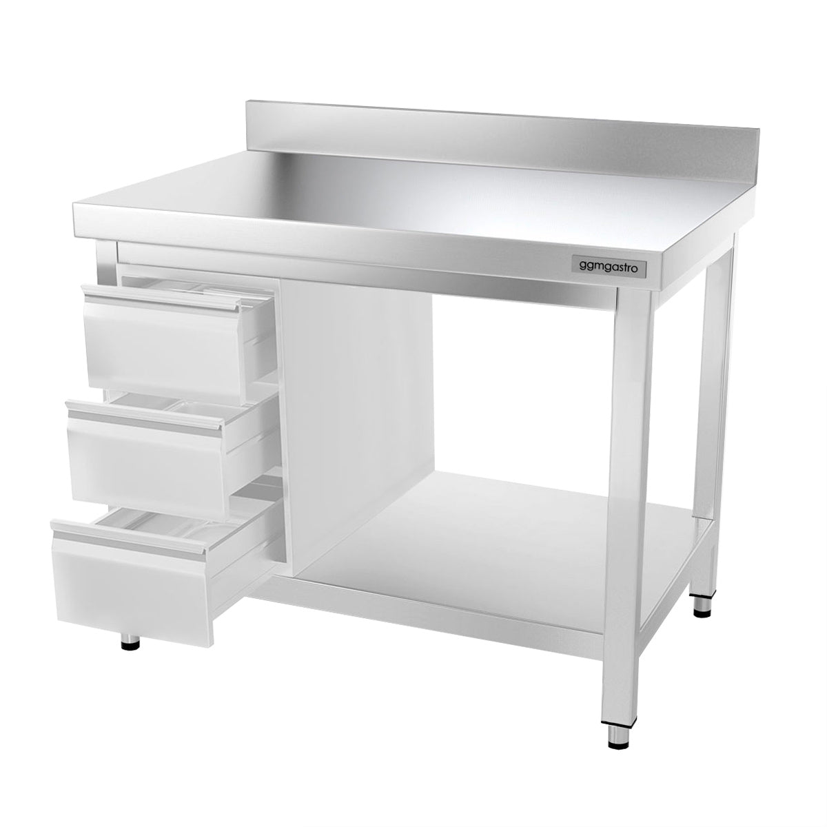 PREMIUM stainless steel work table - 1.0 m - with base and stand