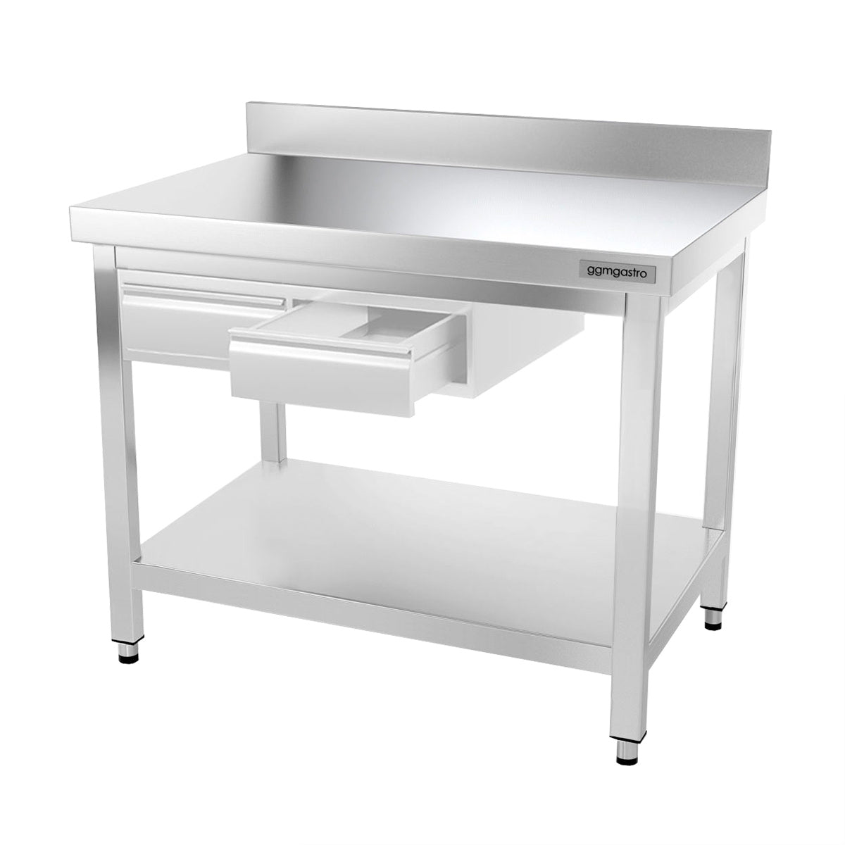 PREMIUM stainless steel work table - 1.0 m - with base and stand