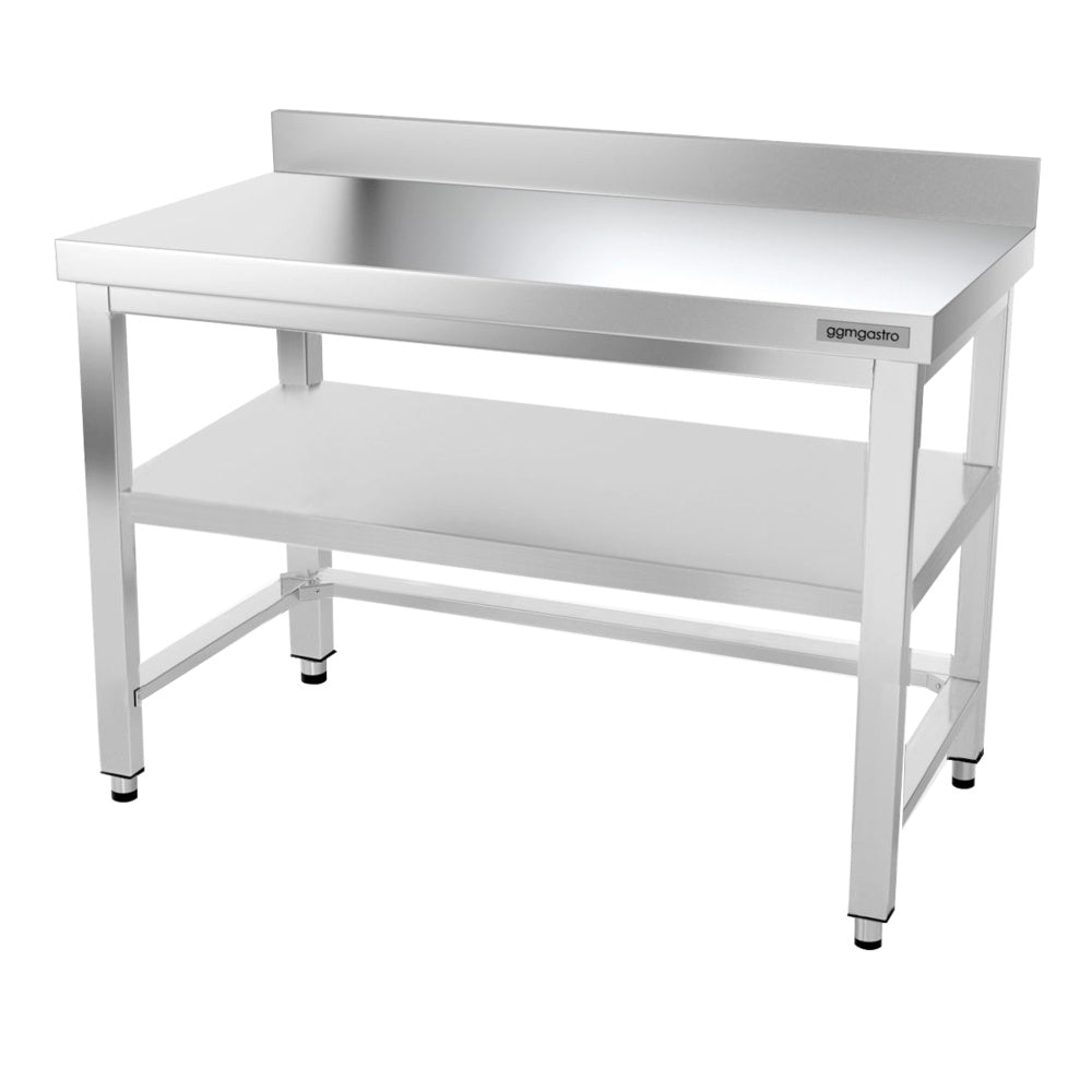 PREMIUM stainless steel work table - 1.2 m - with floor, base and support