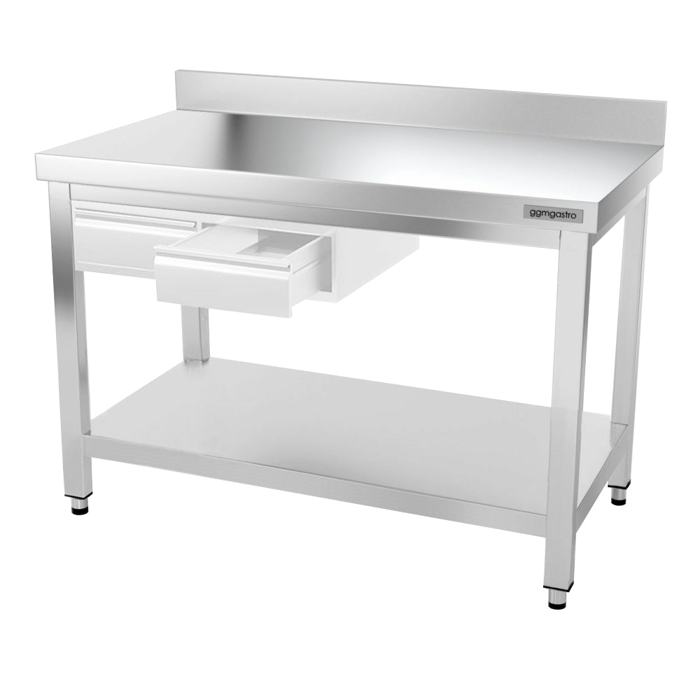 PREMIUM stainless steel work table - 1.2 m - with floor, base and support