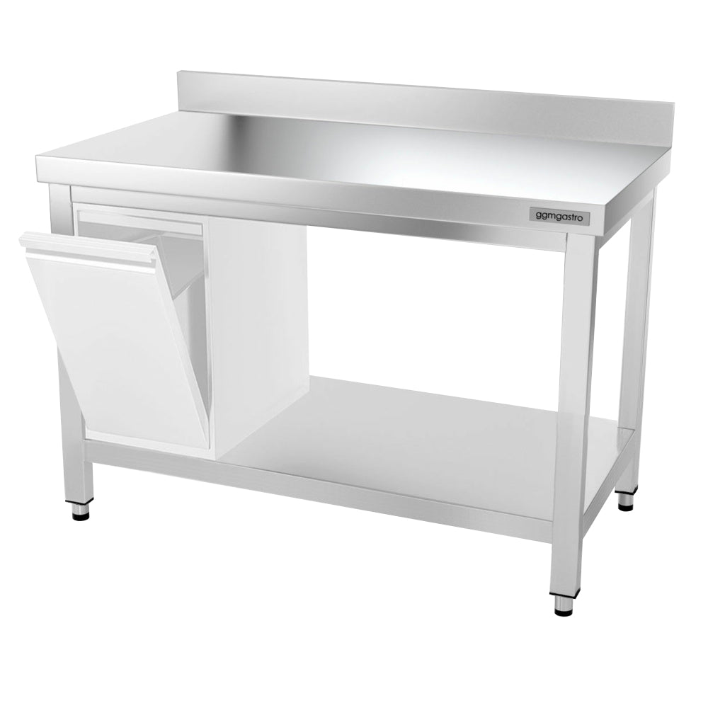 PREMIUM stainless steel work table - 1.2 m - with floor, base and support