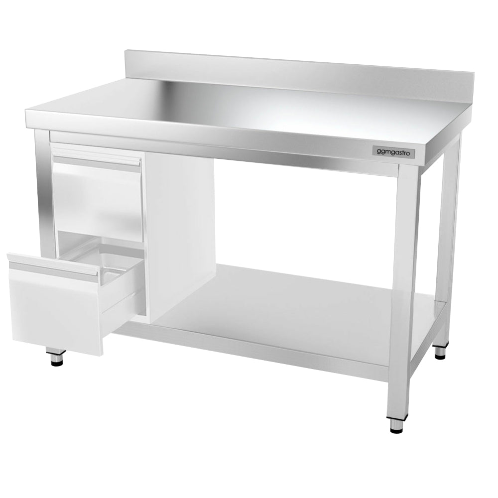 PREMIUM stainless steel work table - 1.2 m - with floor, base and support