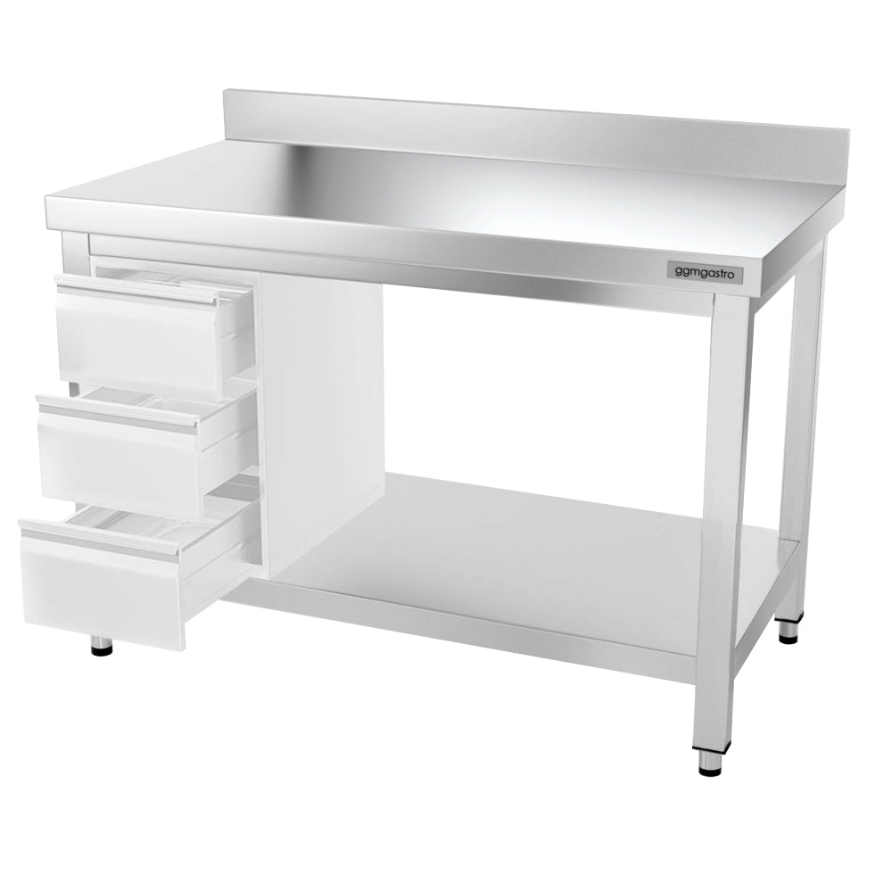 PREMIUM stainless steel work table - 1.2 m - with floor, base and support