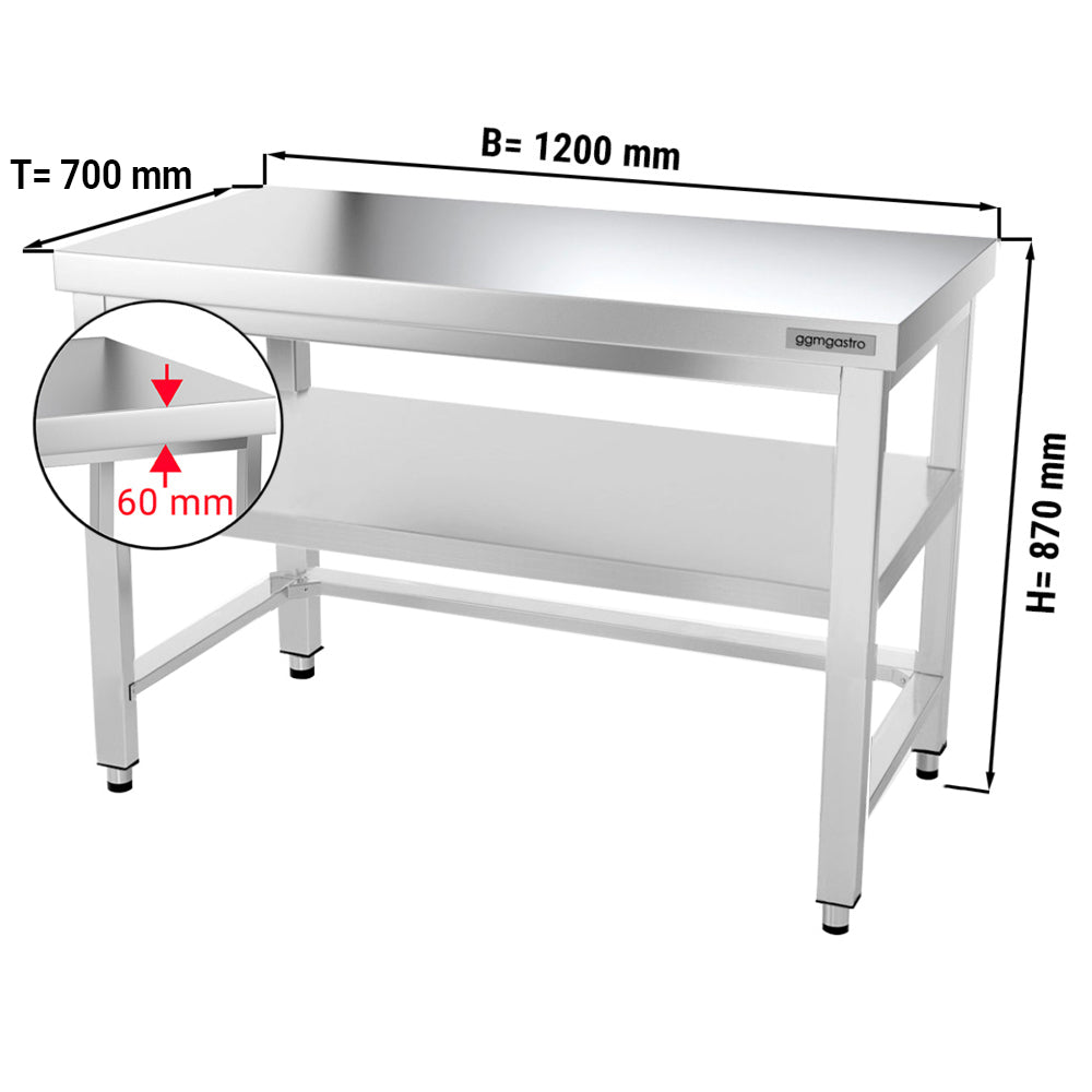 Work table PREMIUM 1.2 m. with frame and bottom shelf