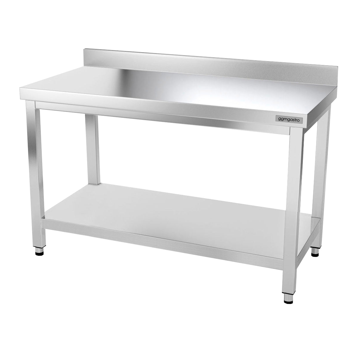 PREMIUM work table made of stainless steel 1.4 m - with lower shelf and board