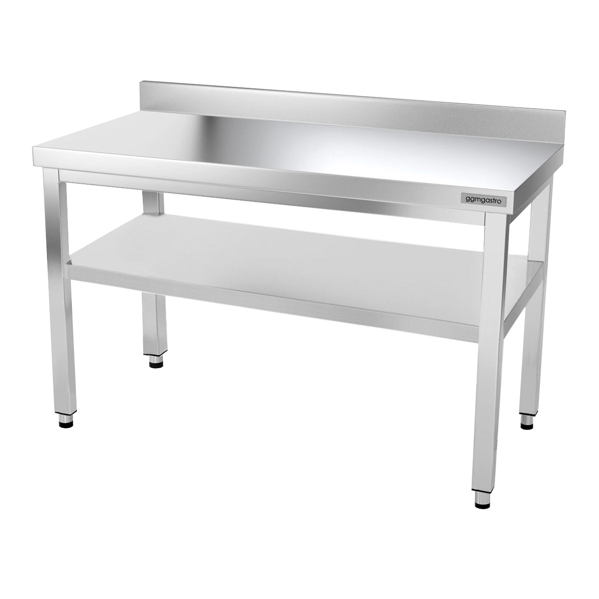 PREMIUM work table made of stainless steel 1.4 m - with lower shelf and board