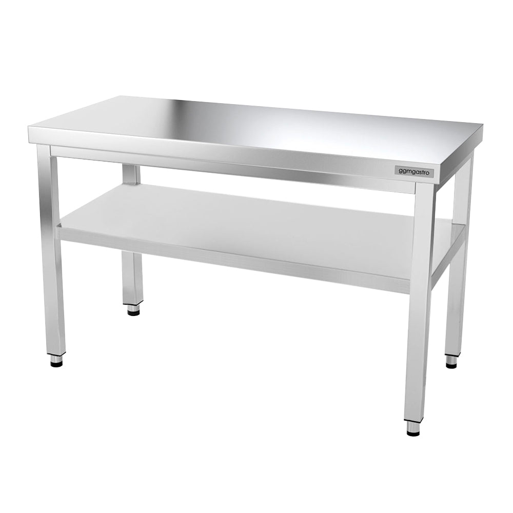 PREMIUM stainless steel work table 1.4 m - with lower shelf