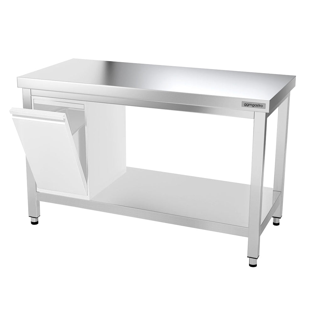 PREMIUM stainless steel work table 1.4 m - with lower shelf