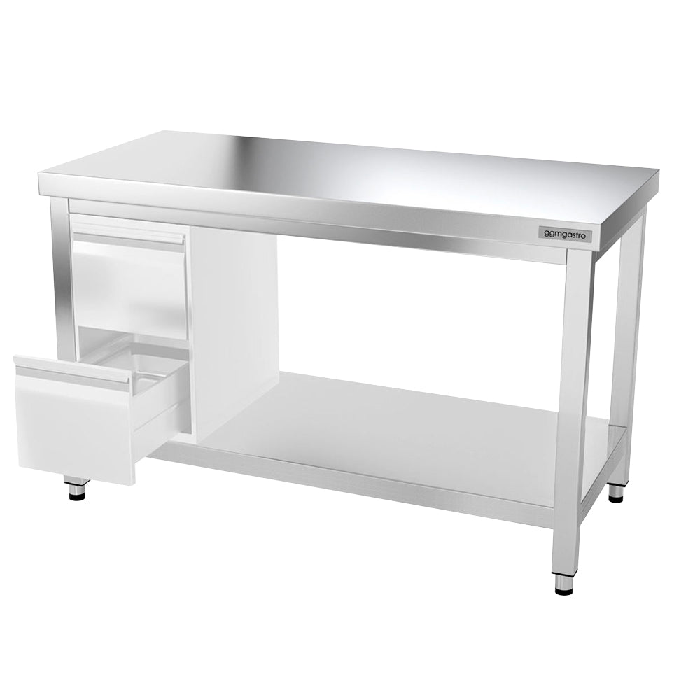 PREMIUM stainless steel work table 1.4 m - with lower shelf