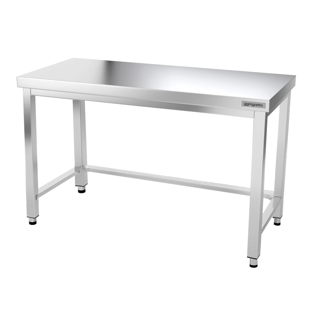 PREMIUM stainless steel work table - 1.4 m - with floor and base