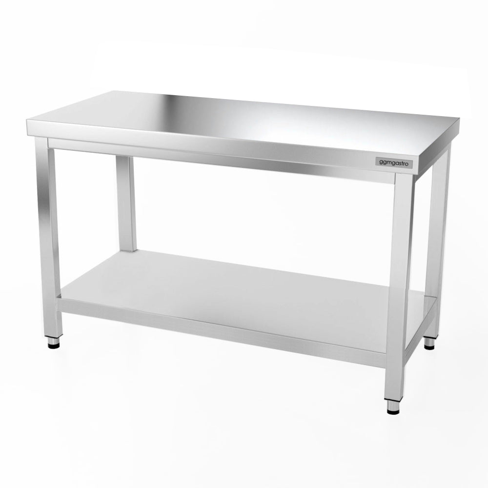 PREMIUM stainless steel work table - 1.4 m - with floor and base