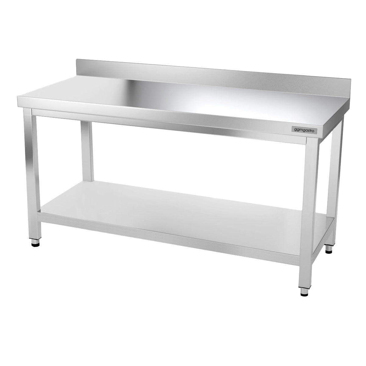 PREMIUM work table made of stainless steel 1.5 m - with lower shelf and board