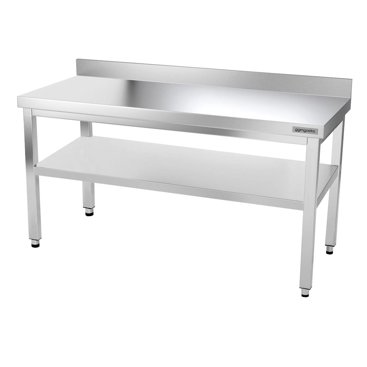 PREMIUM work table made of stainless steel 1.5 m - with lower shelf and board