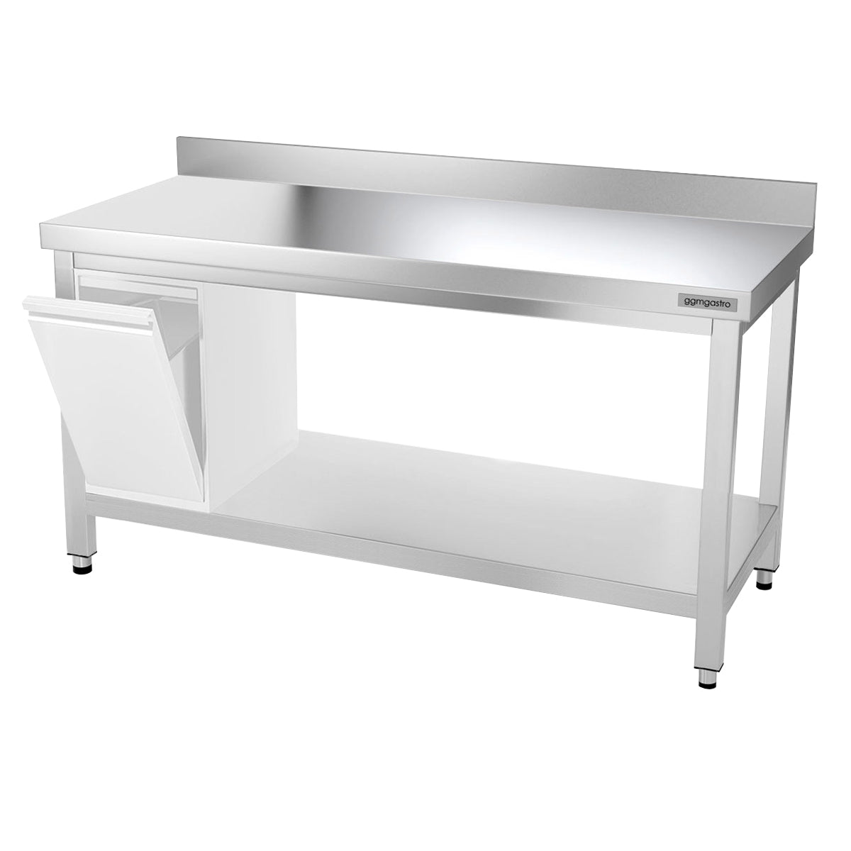 PREMIUM work table made of stainless steel 1.5 m - with lower shelf and board