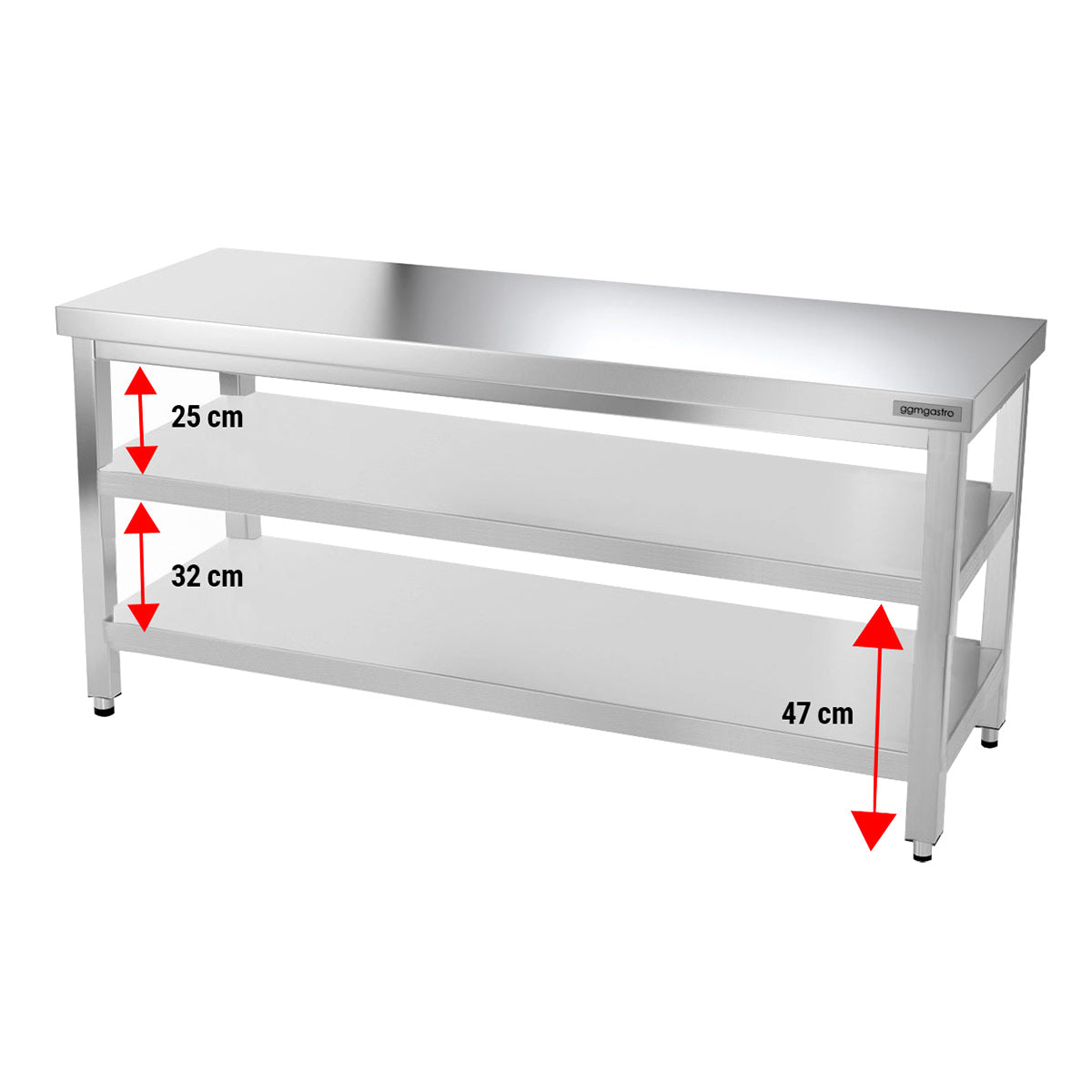 PREMIUM stainless steel work table - 1.5 m - with main shelf