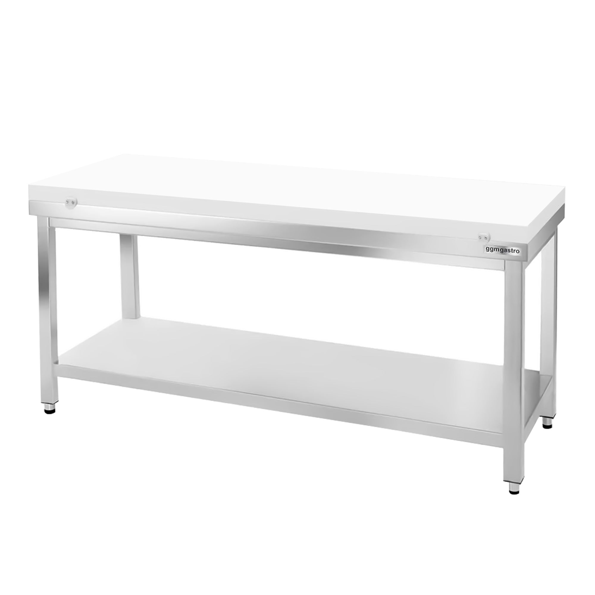 PREMIUM stainless steel work table - 1.5 m - with base - incl. cutting board in white