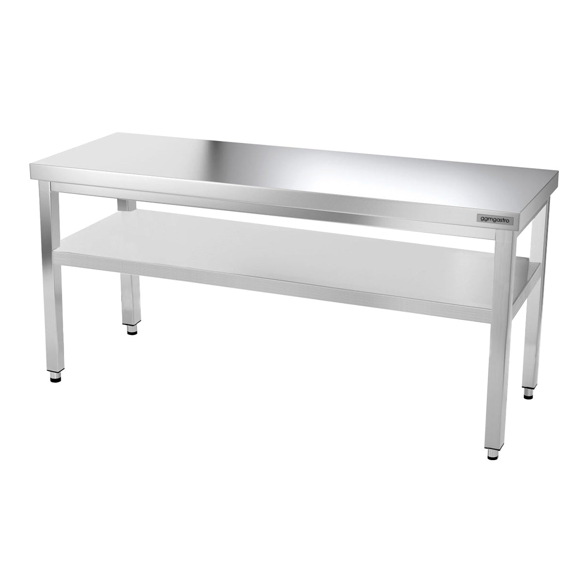 PREMIUM stainless steel work table 1.6 m - with lower shelf