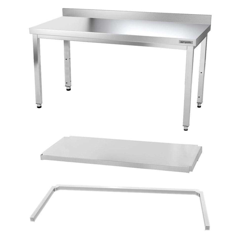 PREMIUM stainless steel worktop - 1.5 m - with base, back and support