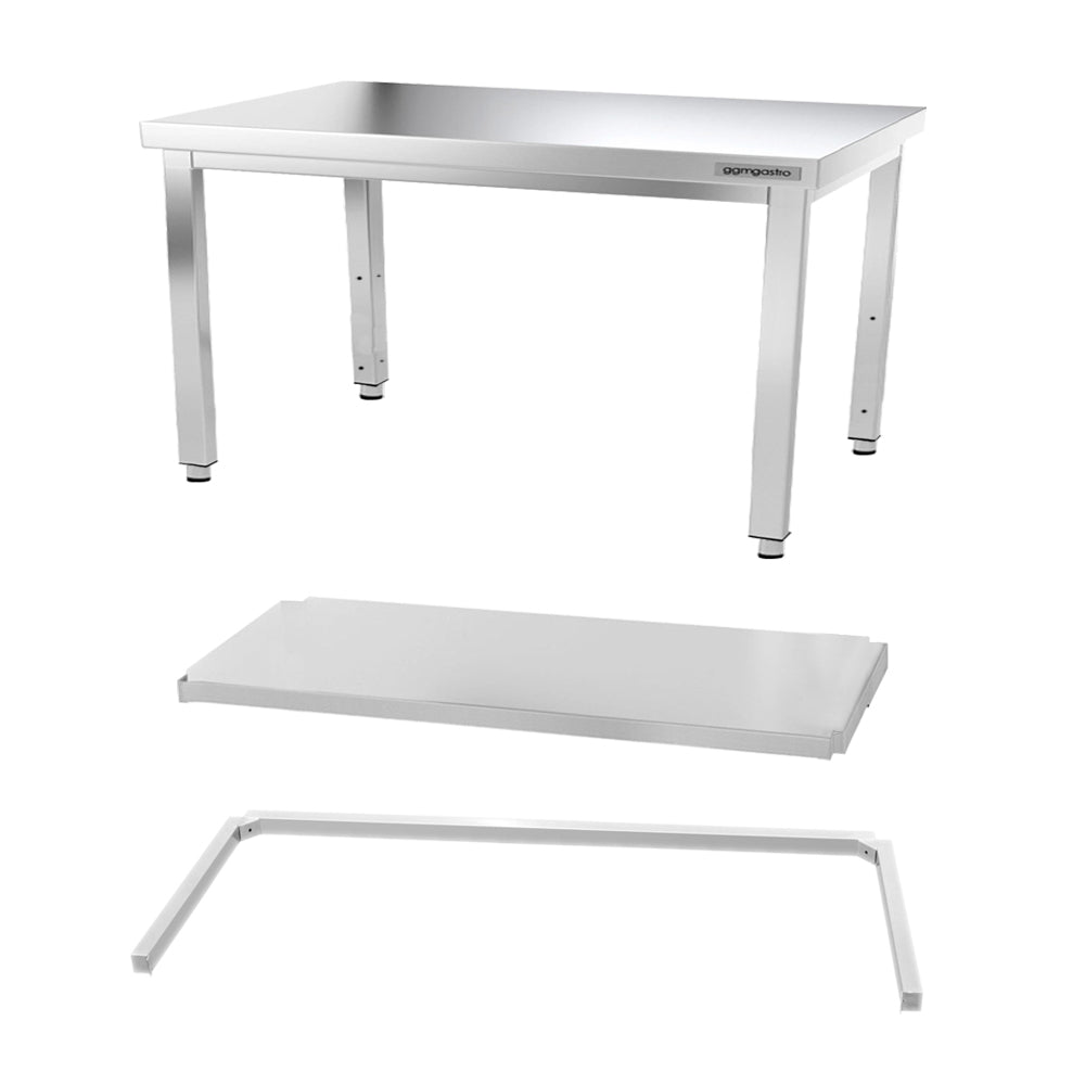 PREMIUM stainless steel work table - 1.5 m - with floor and base