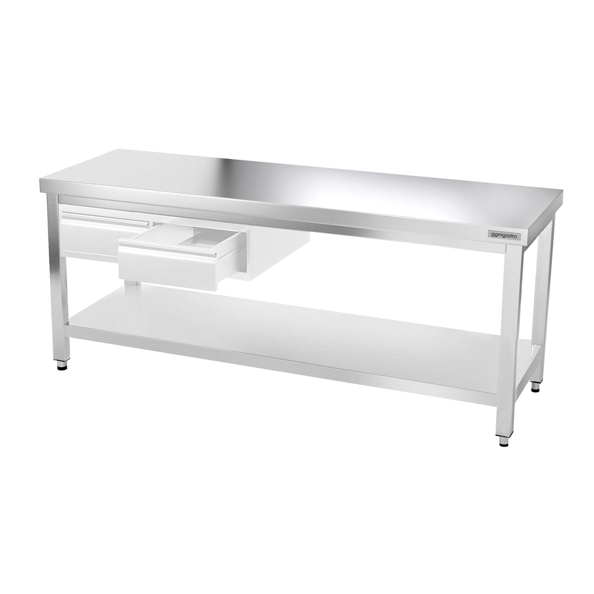 Work table PREMIUM made of stainless steel - 2.0 m. - with lower shelf