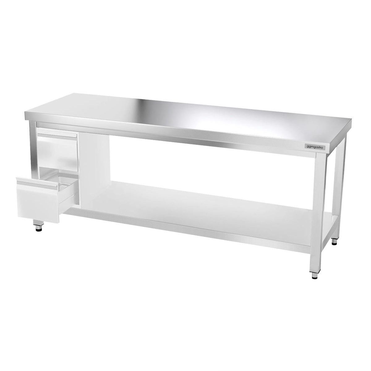 Work table PREMIUM made of stainless steel - 2.0 m. - with lower shelf