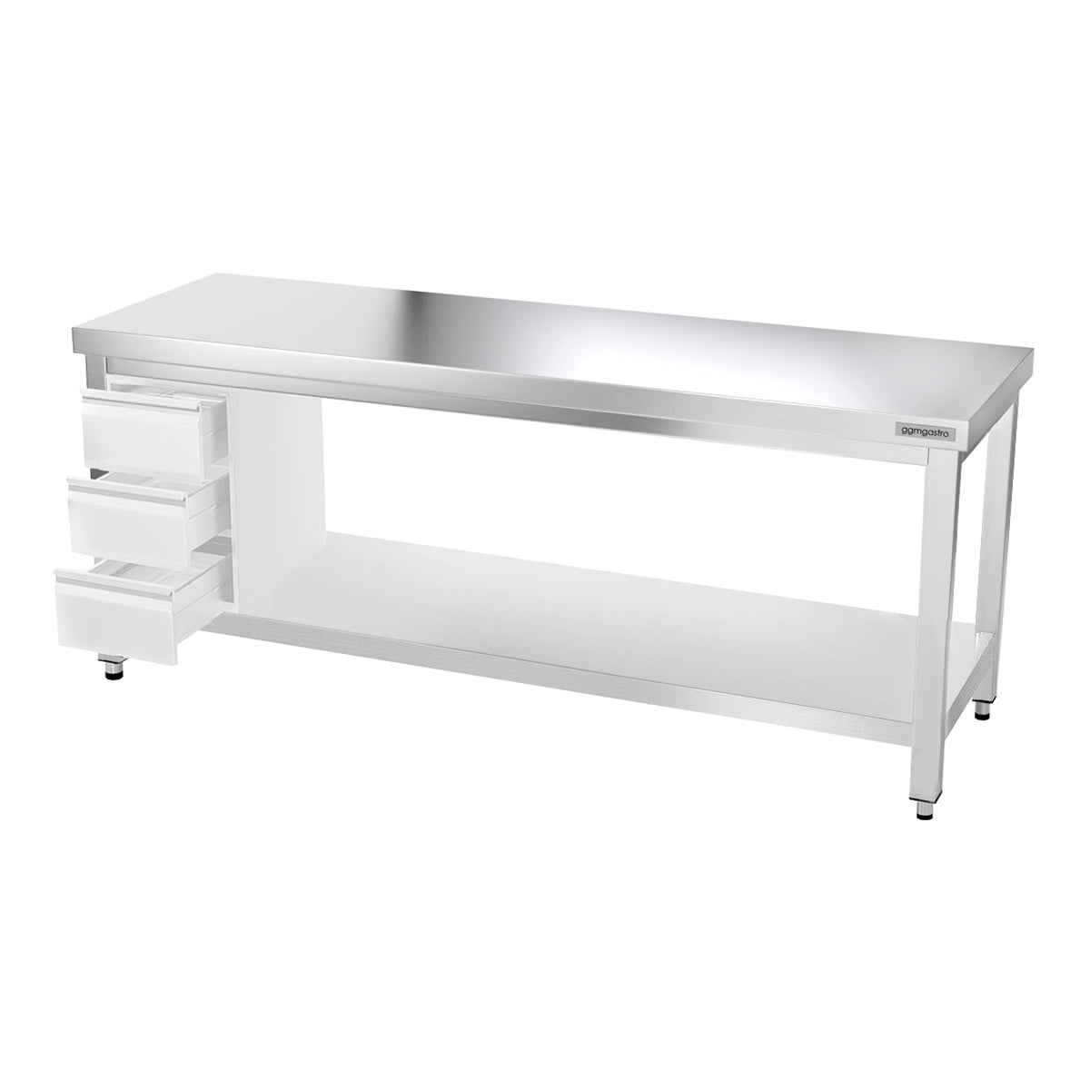 Work table PREMIUM made of stainless steel - 2.0 m. - with lower shelf