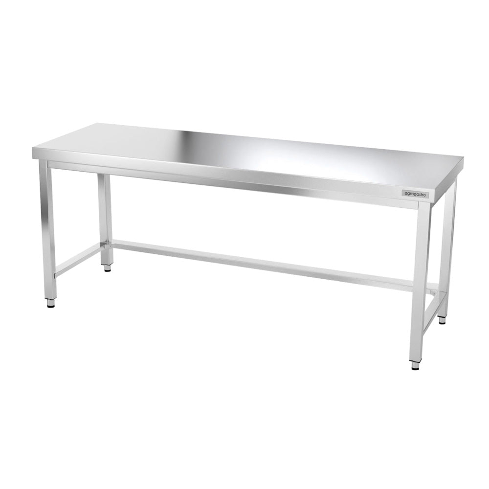 Work table PREMIUM made of stainless steel - 2.0 m. - with floor and base