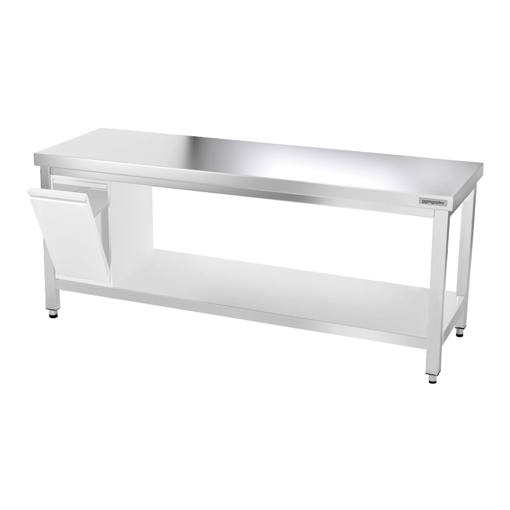 Work table PREMIUM made of stainless steel - 2.0 m. - with floor and base