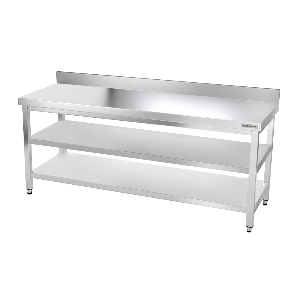 PREMIUM stainless steel work table - 2.0 m. - with main shelf, intermediate shelf and stand