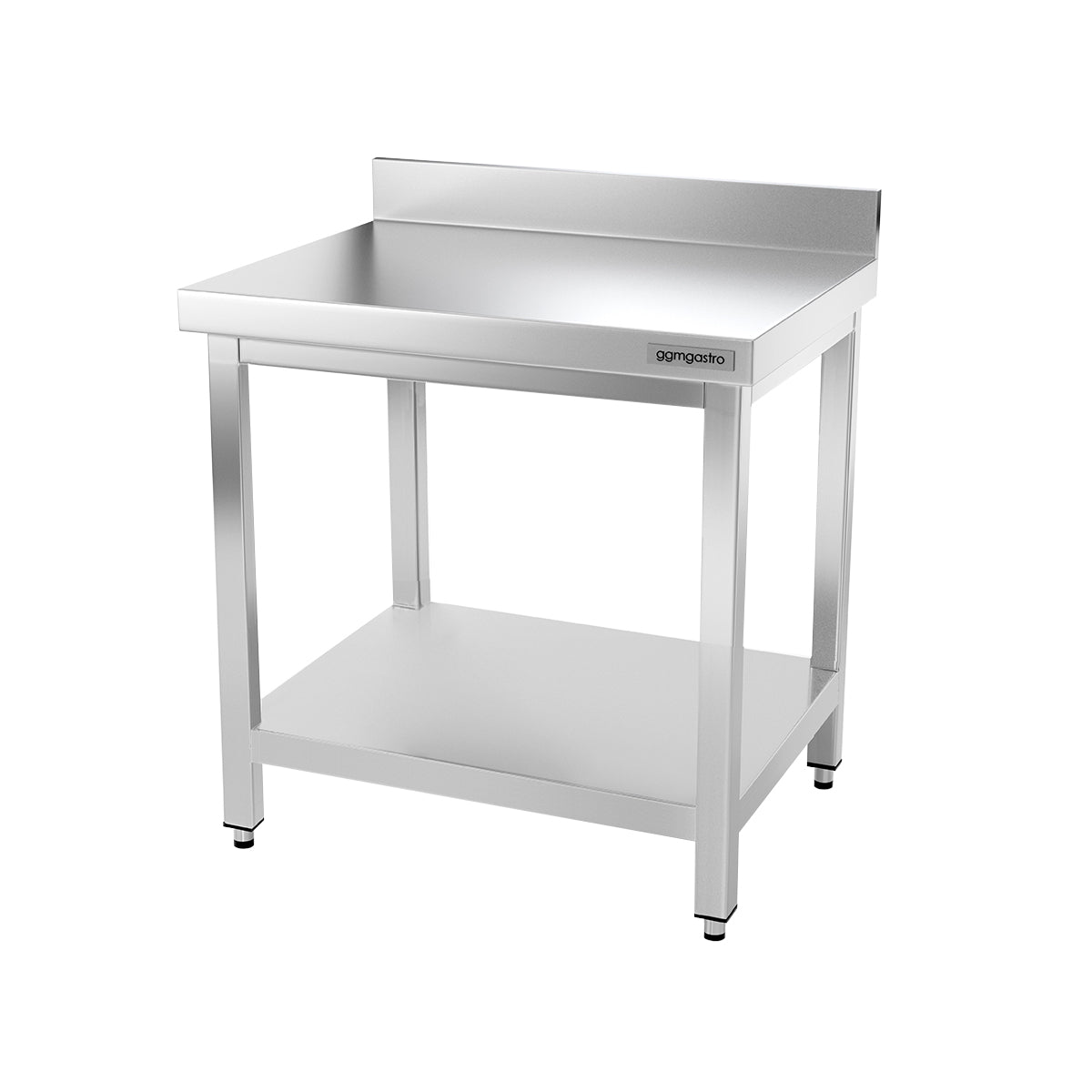 Work table PREMIUM made of stainless steel - 0.6 m. - with lower shelf and board