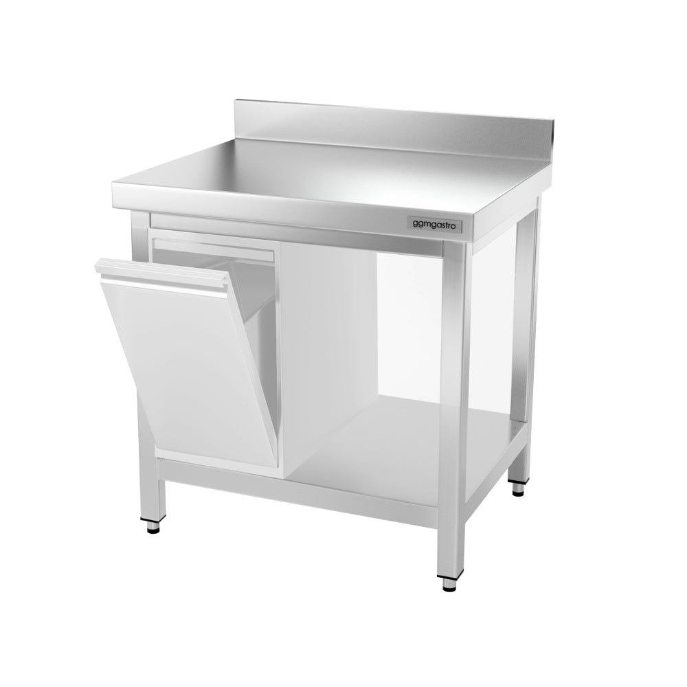 PREMIUM work table made of stainless steel - 0.8 m. - with frame, lower shelf and board