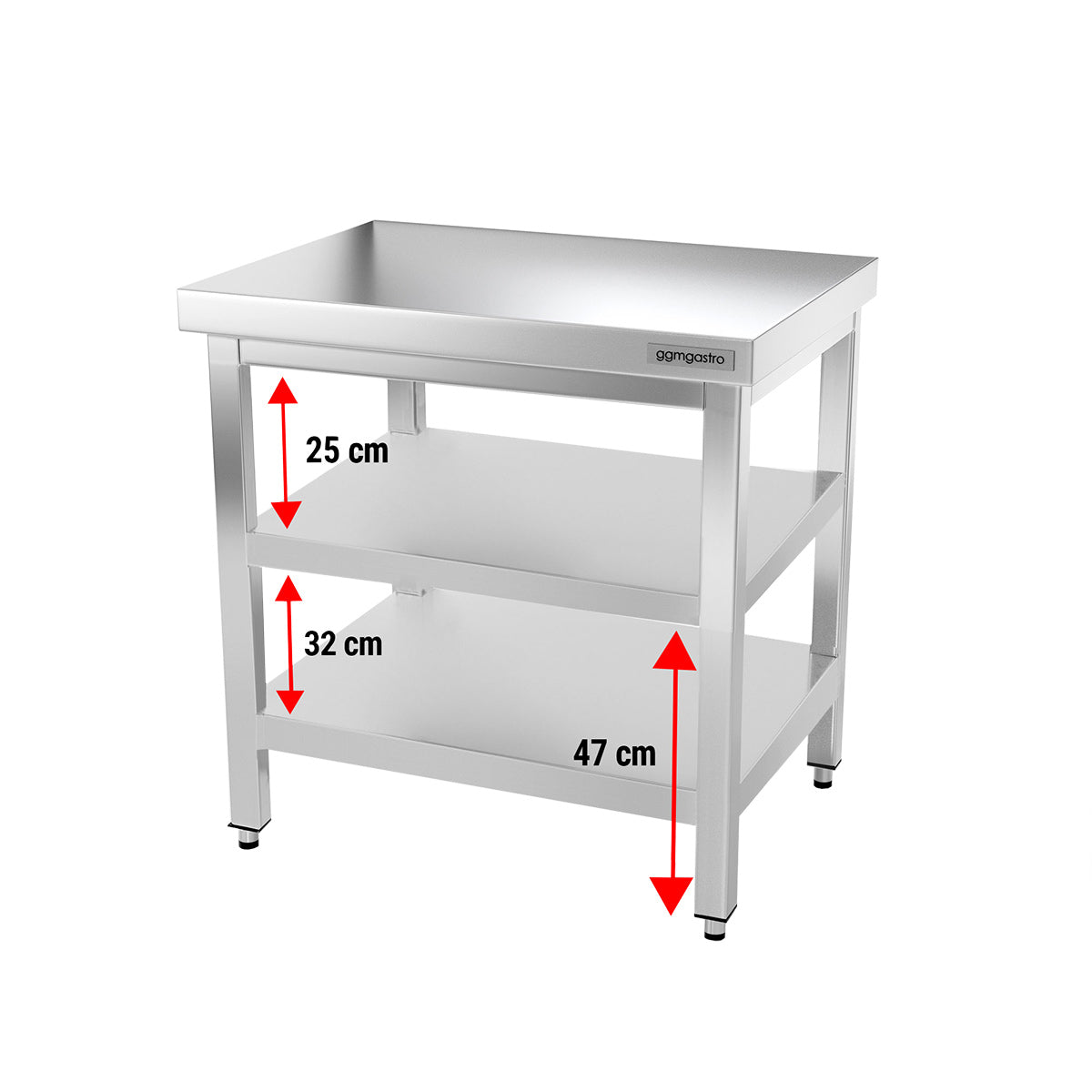 PREMIUM work table made of stainless steel - 0.8 m. - with lower shelf