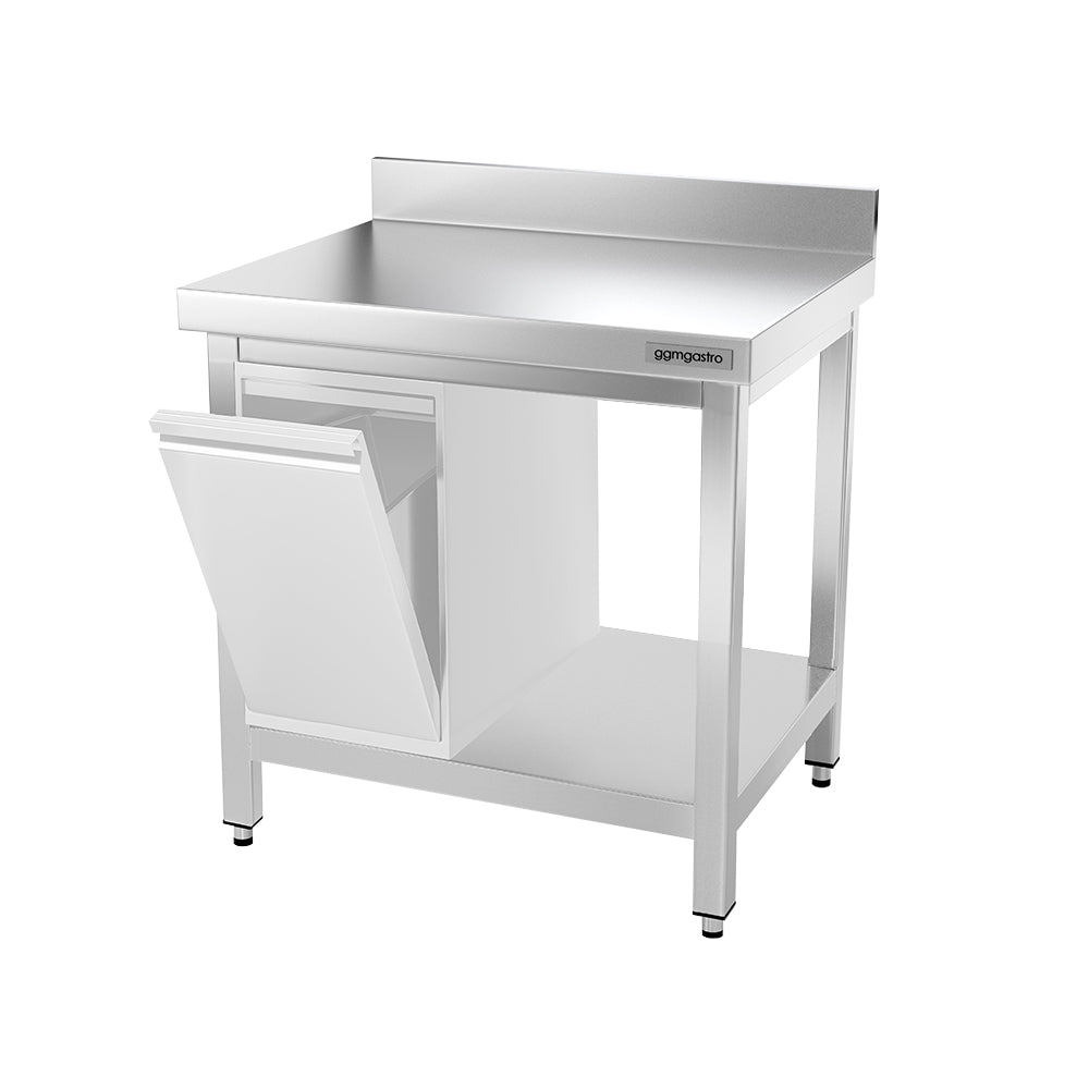 Work table PREMIUM made of stainless steel - 0.8 m. - with lower shelf and board