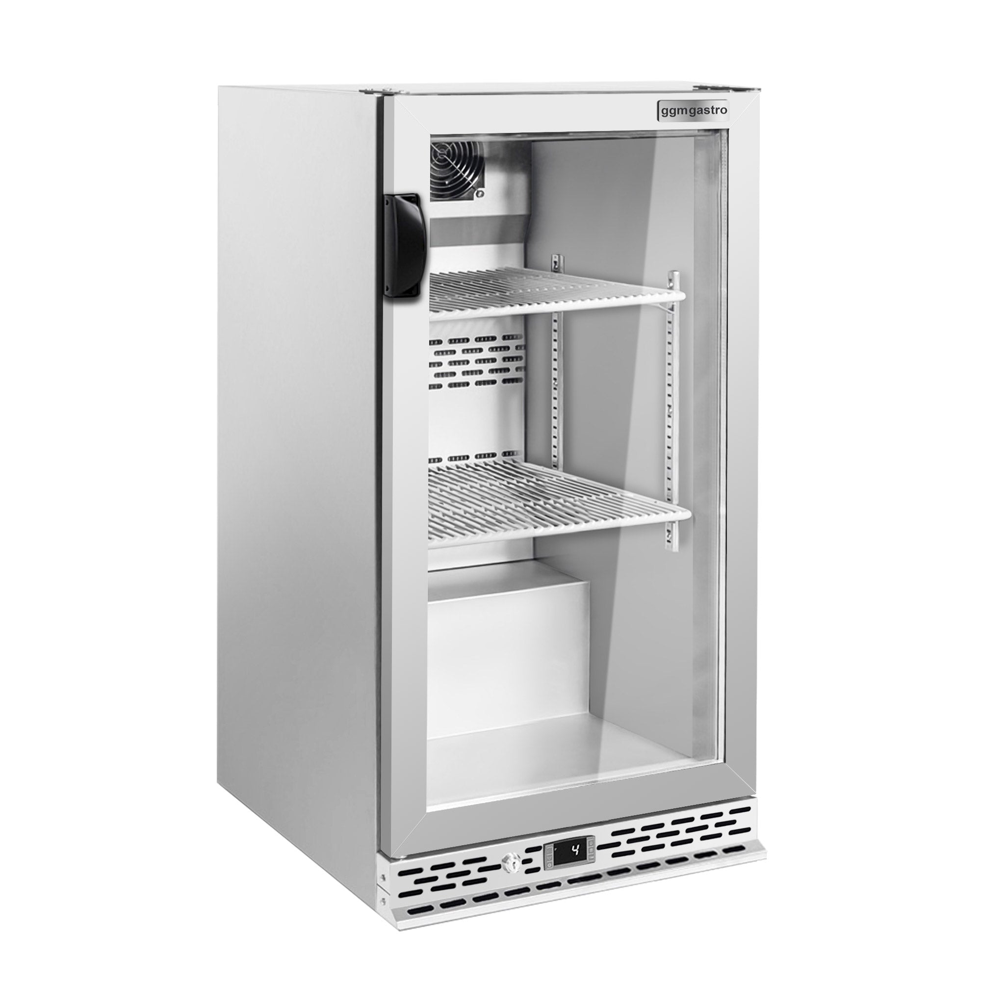 Bar refrigerator table for drinks 140 liters - with 1 glass door (stainless steel)