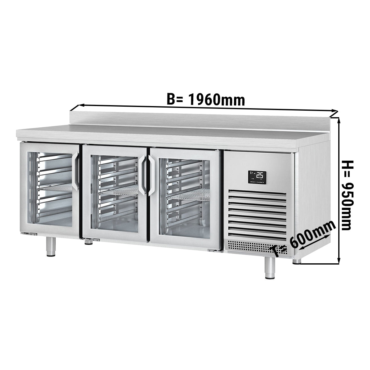 Bar refrigerator table - with 3 glass doors